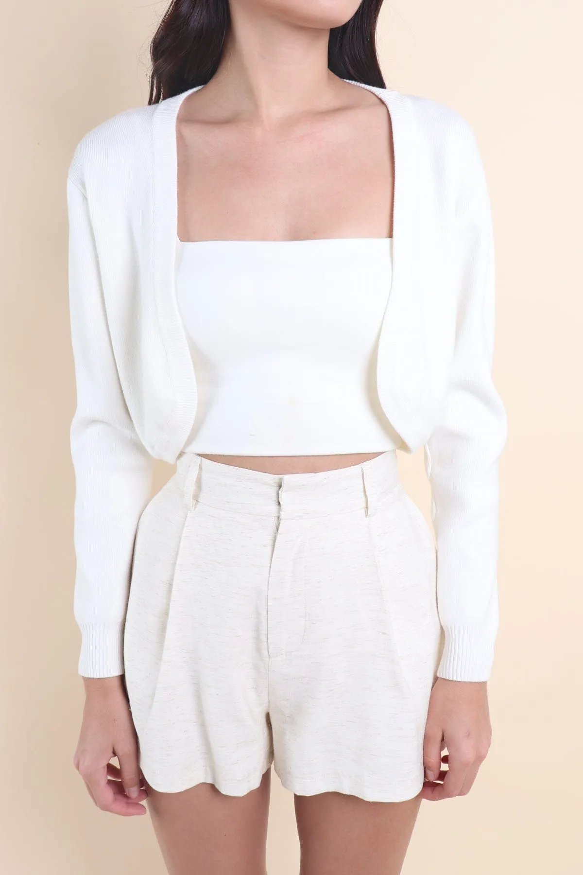 RESTOCKED** SIDNEY CROPPED CARDIGAN IN WHITE