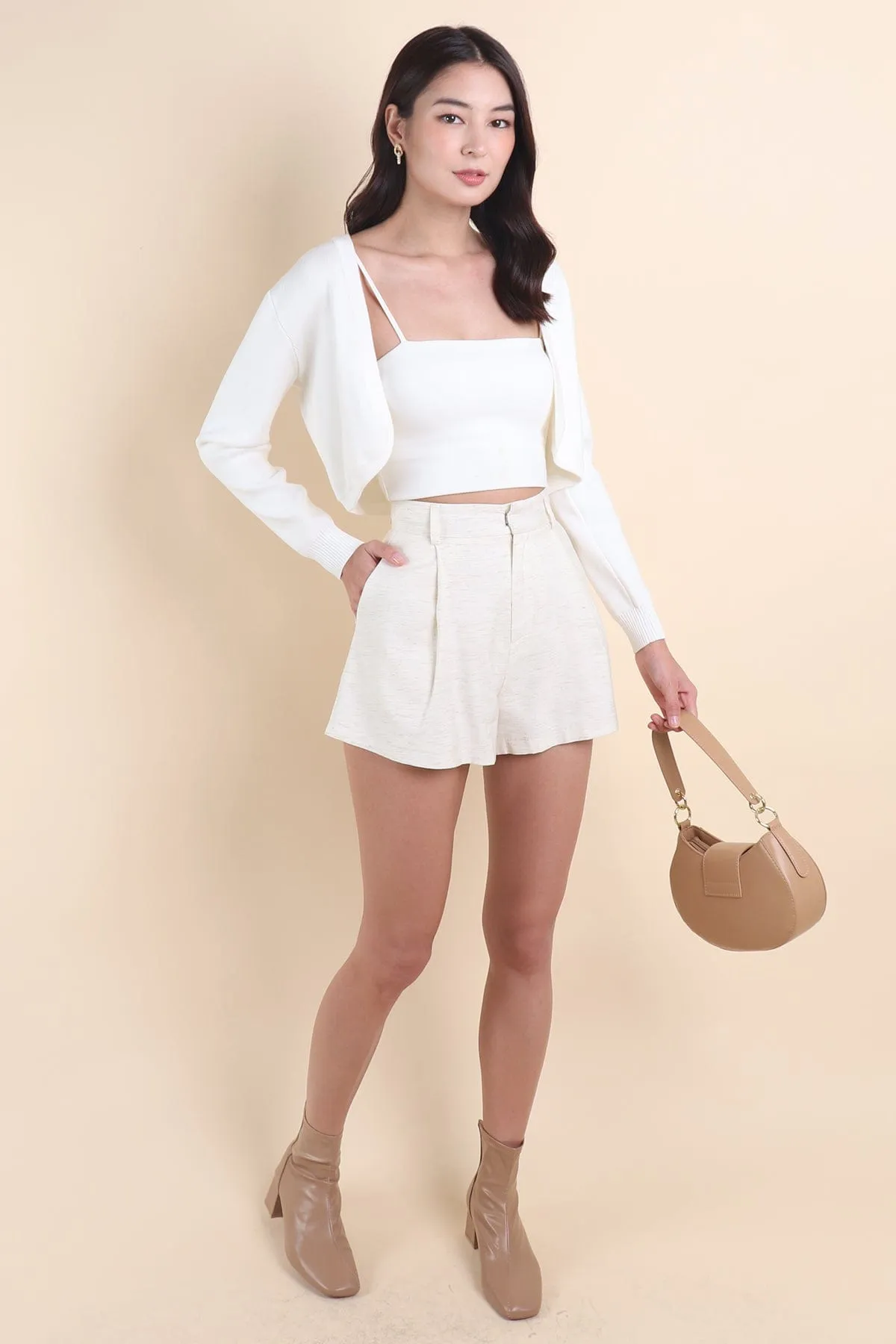 RESTOCKED** SIDNEY CROPPED CARDIGAN IN WHITE