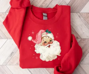 Retro Santa Crew Neck Red Sweater