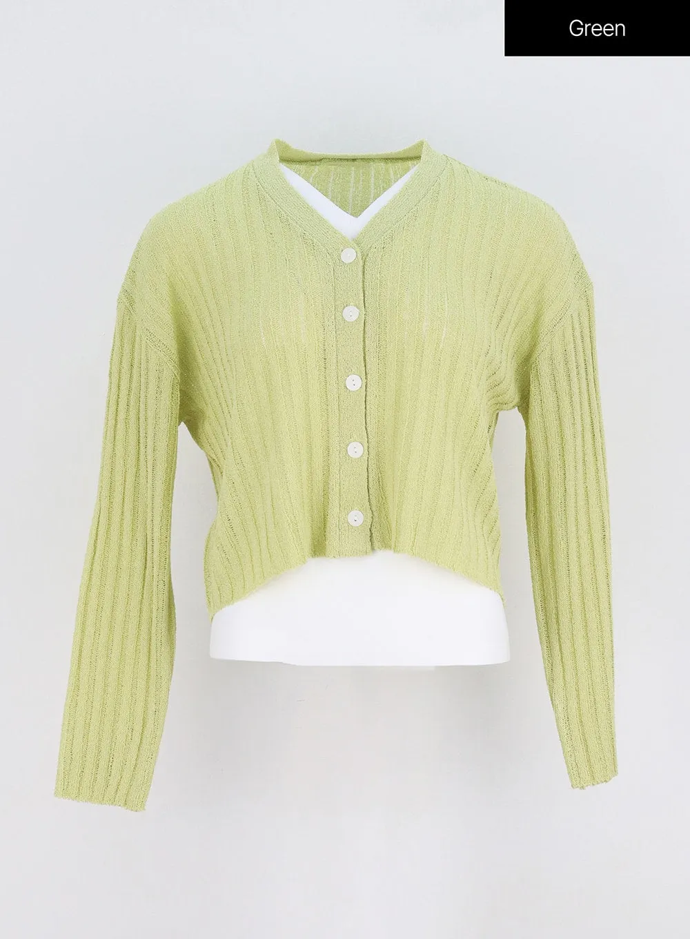 Ribbed Knit Mesh Cardigan OY310