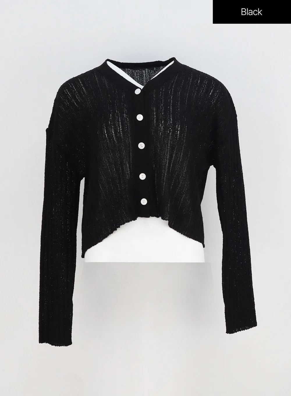 Ribbed Knit Mesh Cardigan OY310