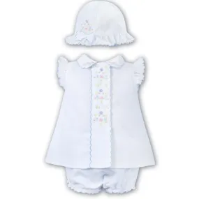 SARAH LOUISE -  Embroidered Sleeveless Bloomer Set & Hat - Blue