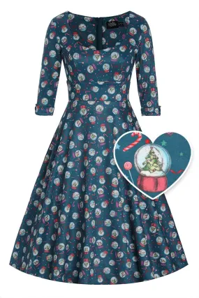 Scarlette Blue Snow Globe Long Sleeved Dress