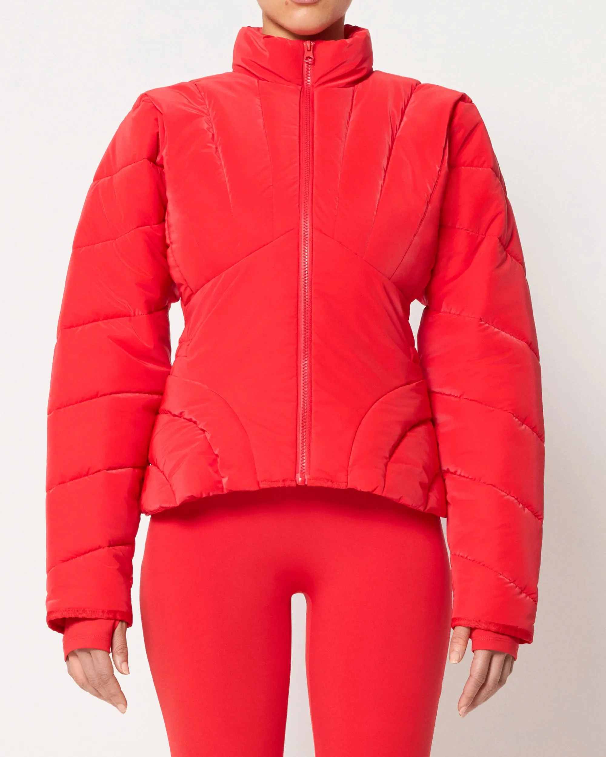 Sculpted Puffer Jacket | Scarlet