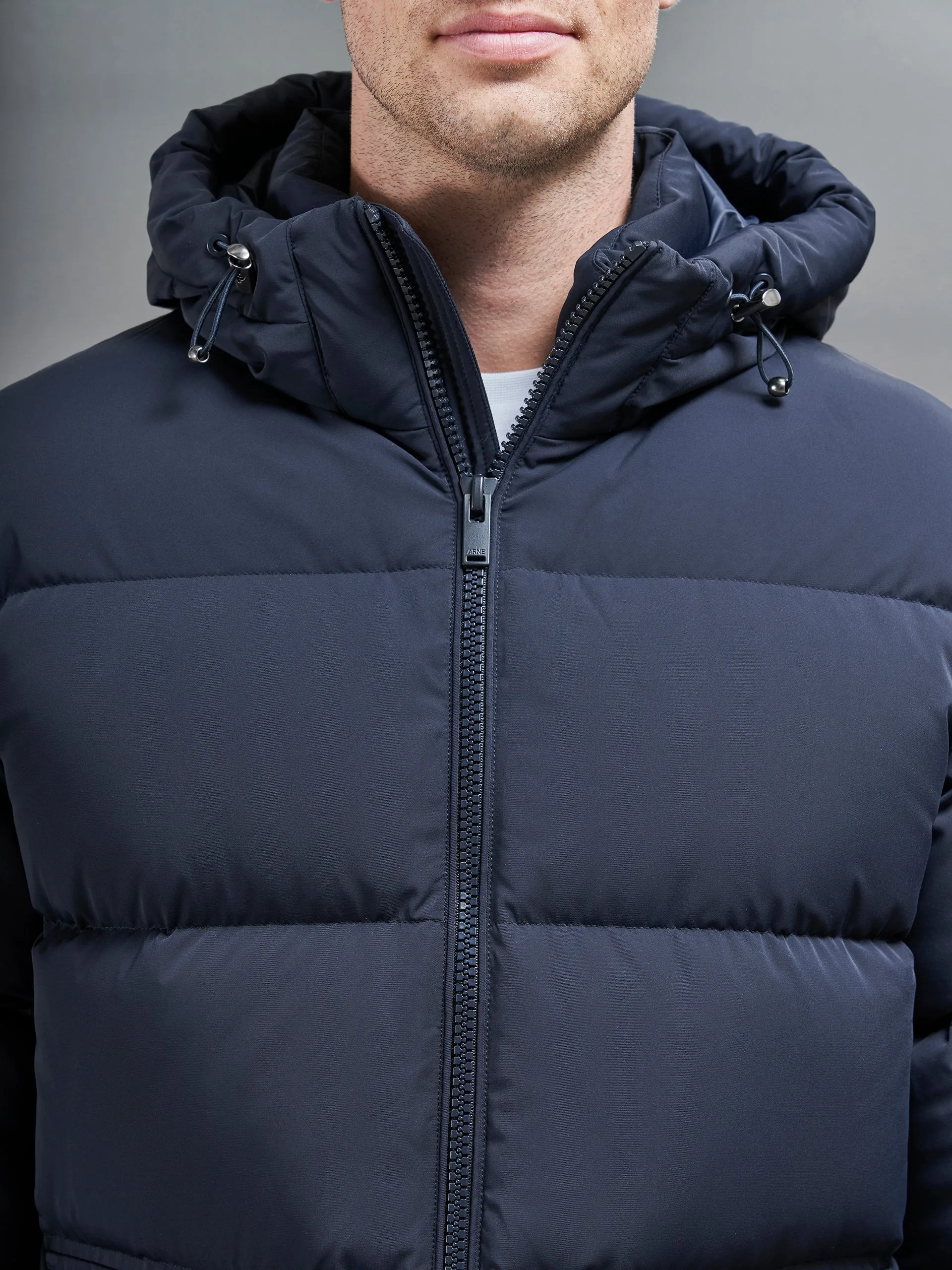 Short Down Parka in Navy