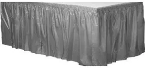 Silver Solid Color Plastic Table Skirt 14' x 29"