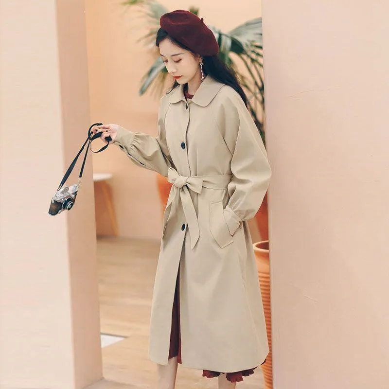 Slimming Versatile Thin Cinched Waist Knee-Length Overcoat