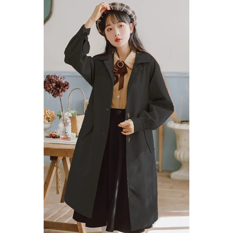 Slimming Versatile Thin Cinched Waist Knee-Length Overcoat