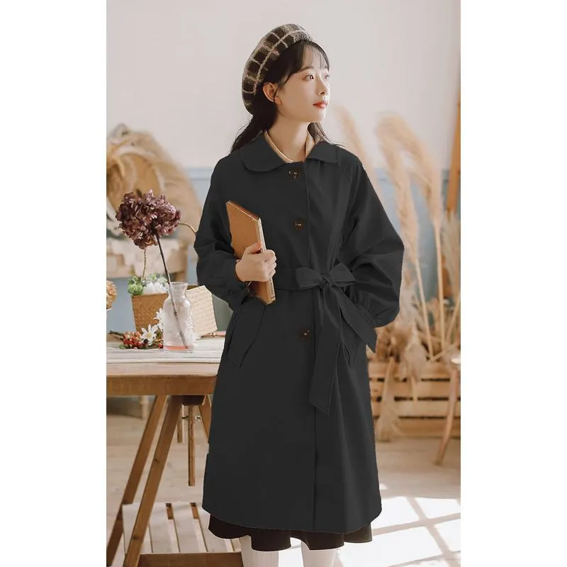 Slimming Versatile Thin Cinched Waist Knee-Length Overcoat