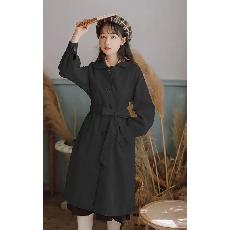 Slimming Versatile Thin Cinched Waist Knee-Length Overcoat