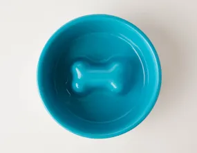 Slow Feeder Dog Bowl Blue - Anti Slip Stainless Steel