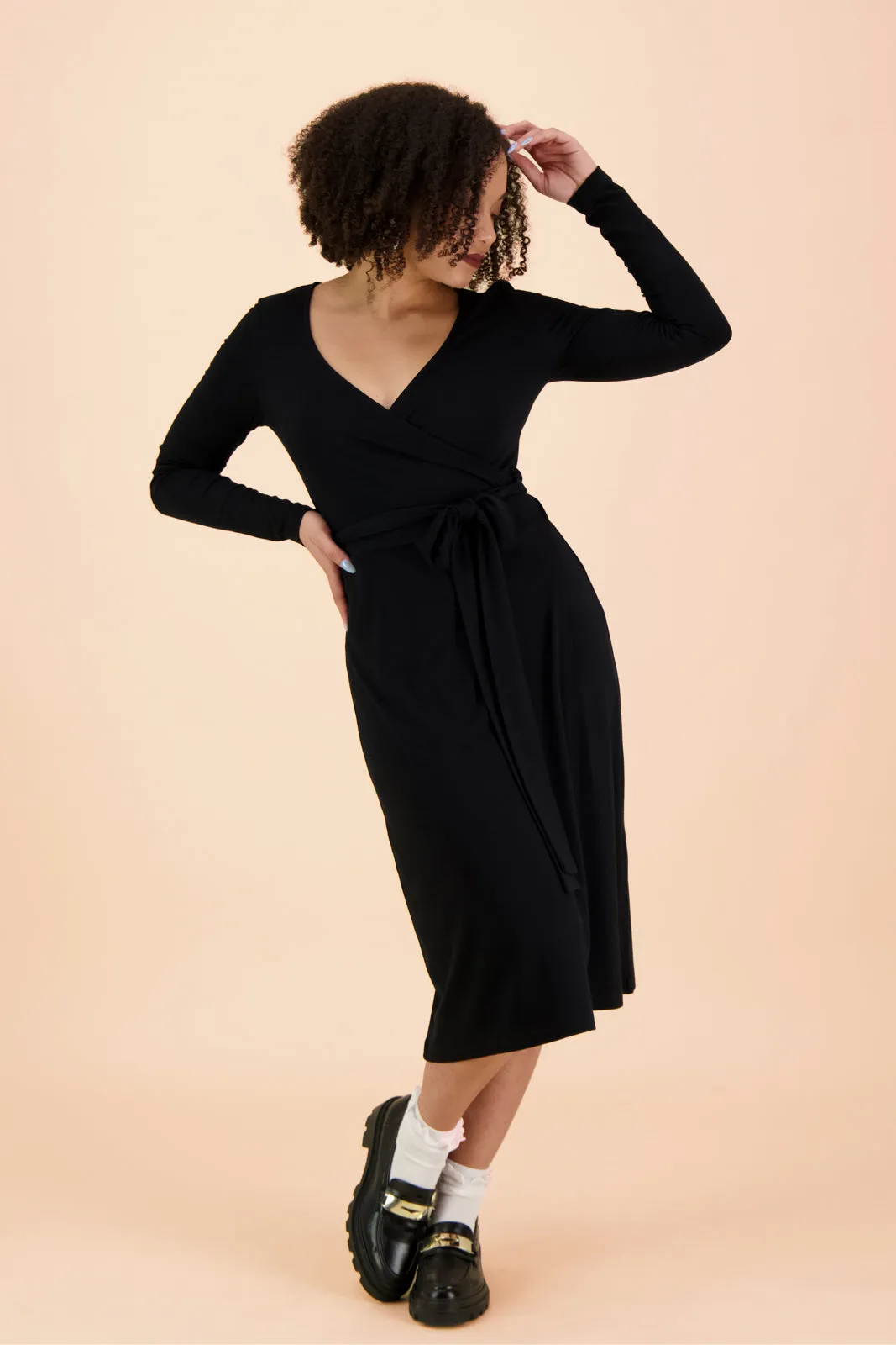 Soft Wrap Dress Black