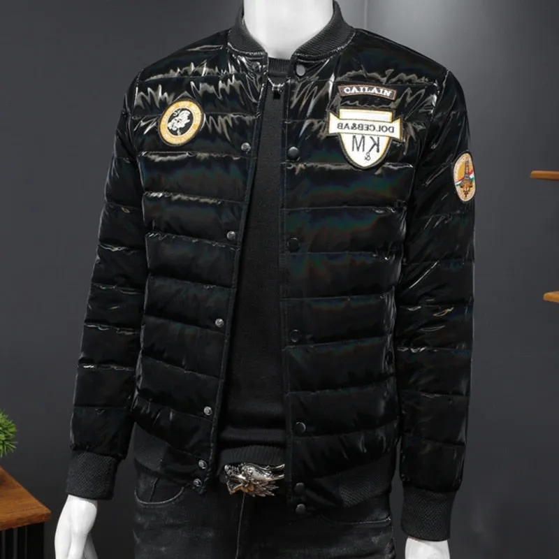 Solid Black Badge Patchwork Parka