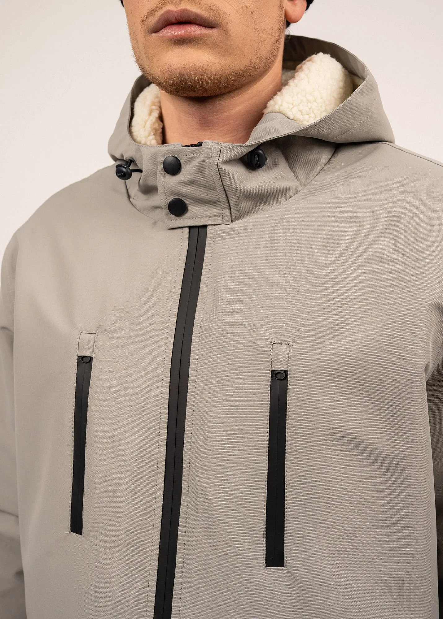 St Gaetan waterproof parka - sherpa lining, down padding (GRIS)