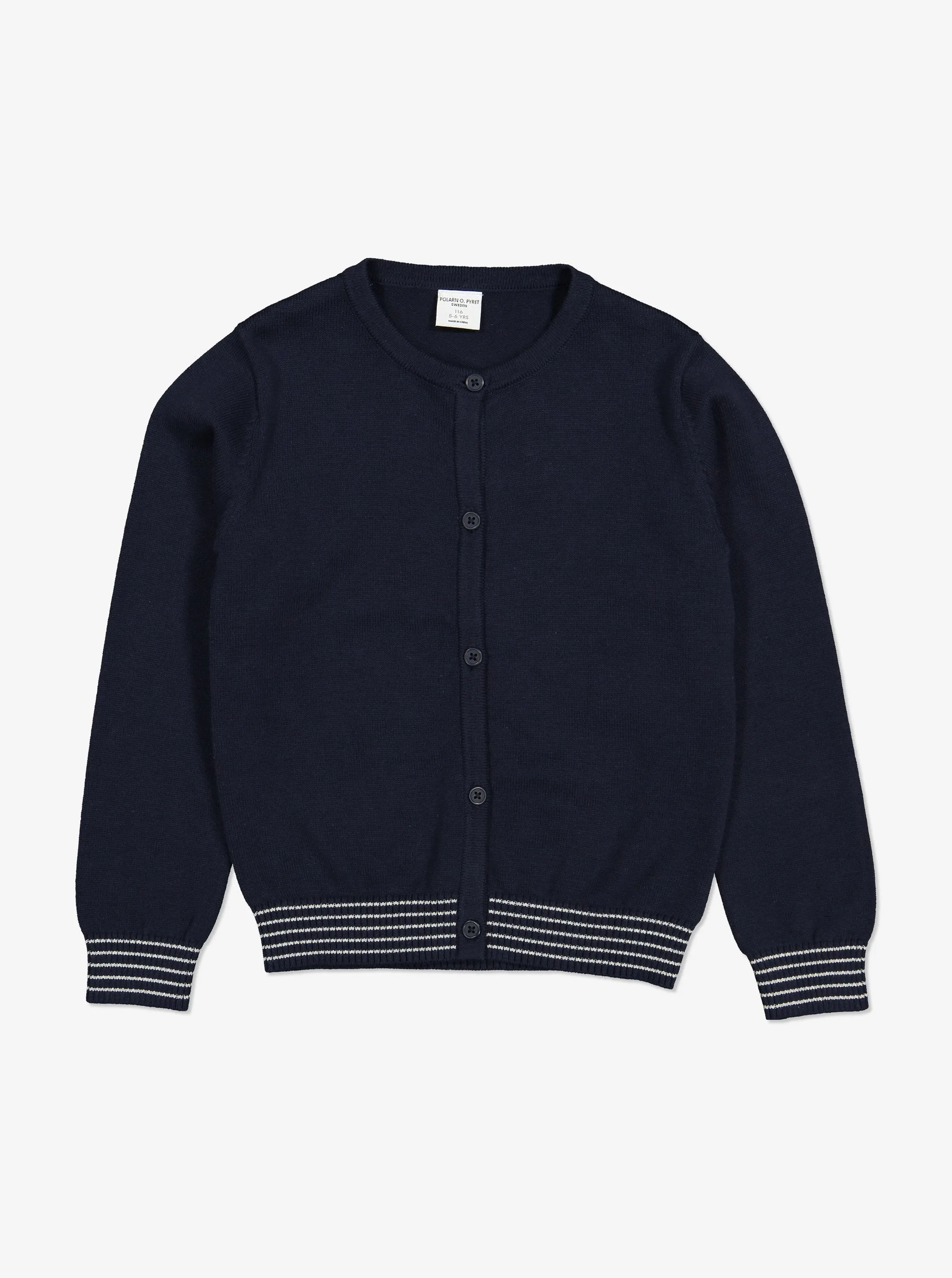 Striped Trim Kids Cardigan