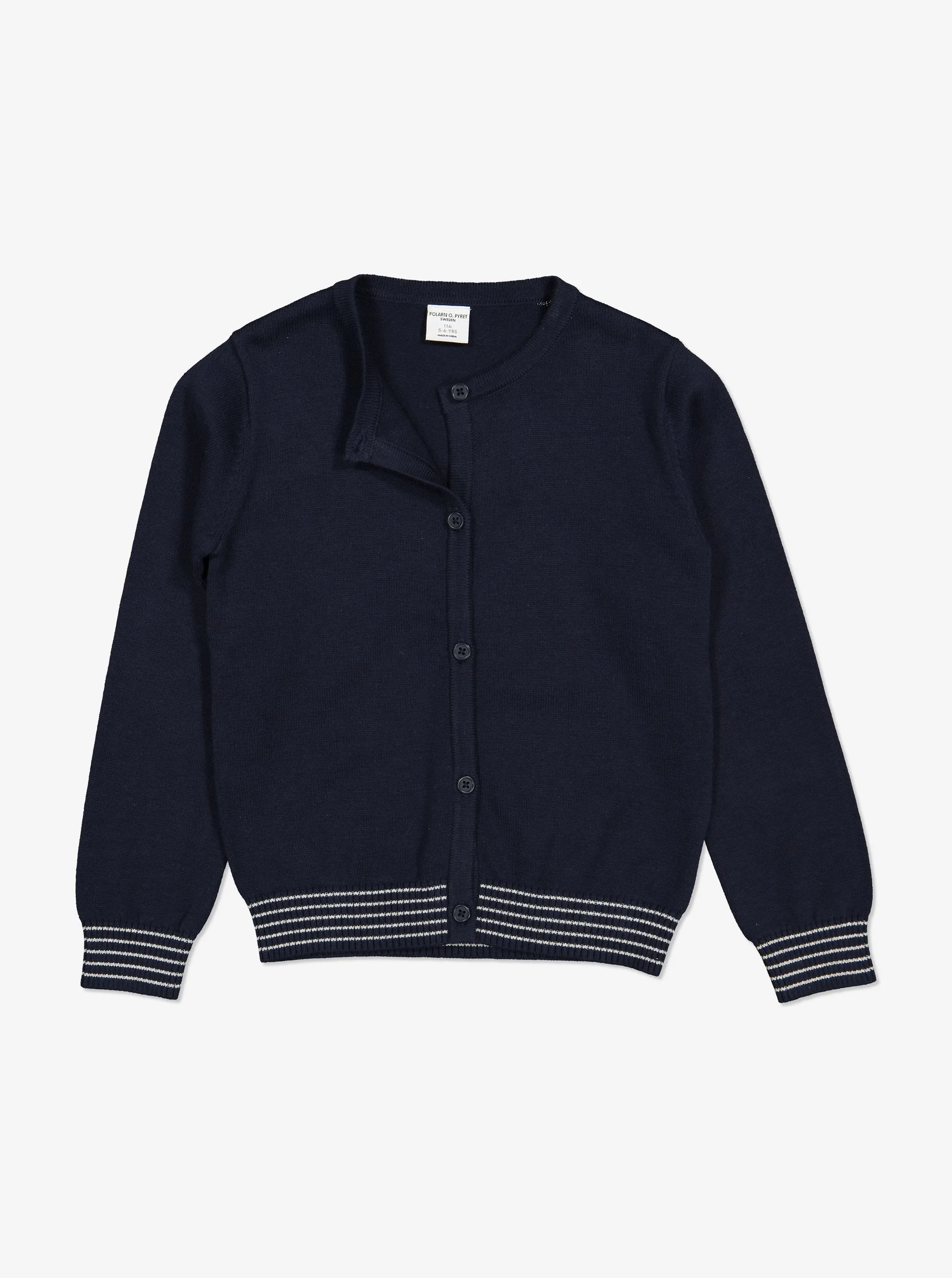 Striped Trim Kids Cardigan