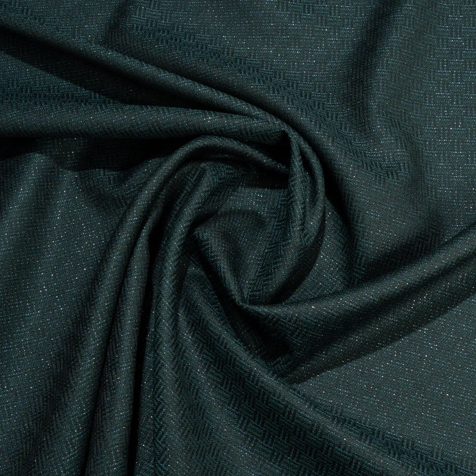 Teal Green Metallic Jacquard Woven Wool Suiting