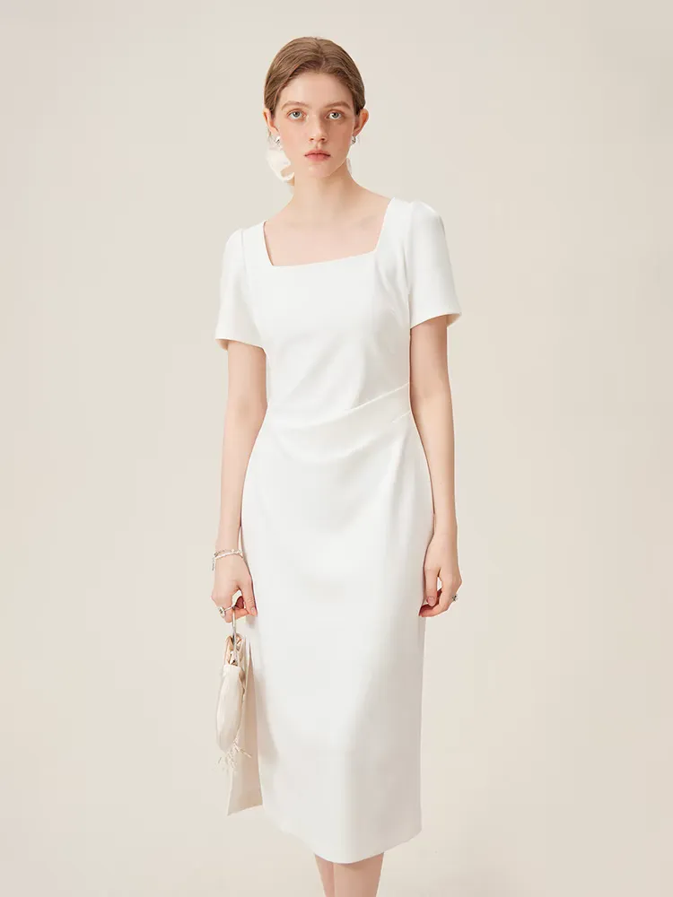 The Emerlyn Wedding Bridal Midi Short Sleeve Dress