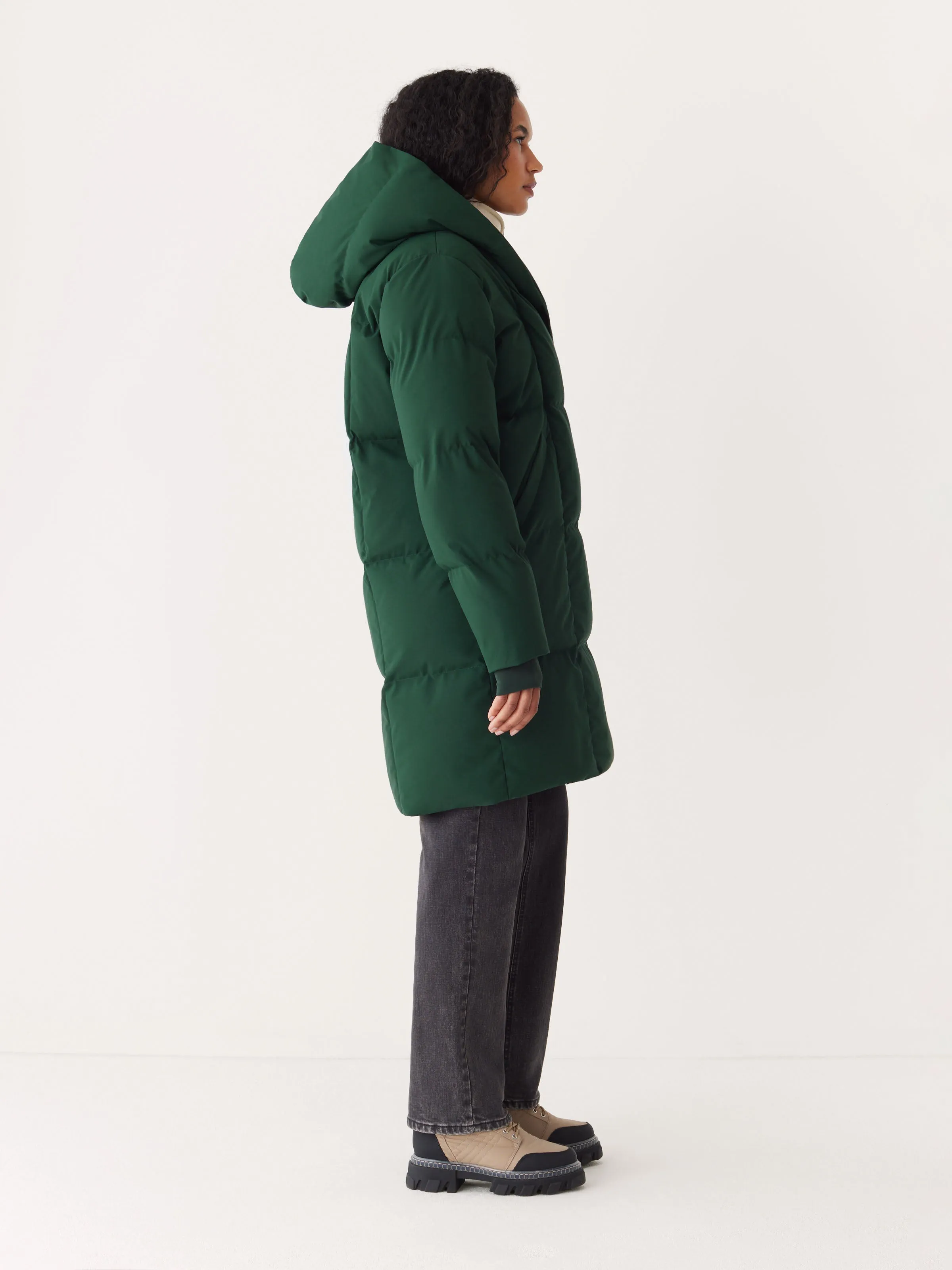 The Hygge Puffer Coat in Forest Green