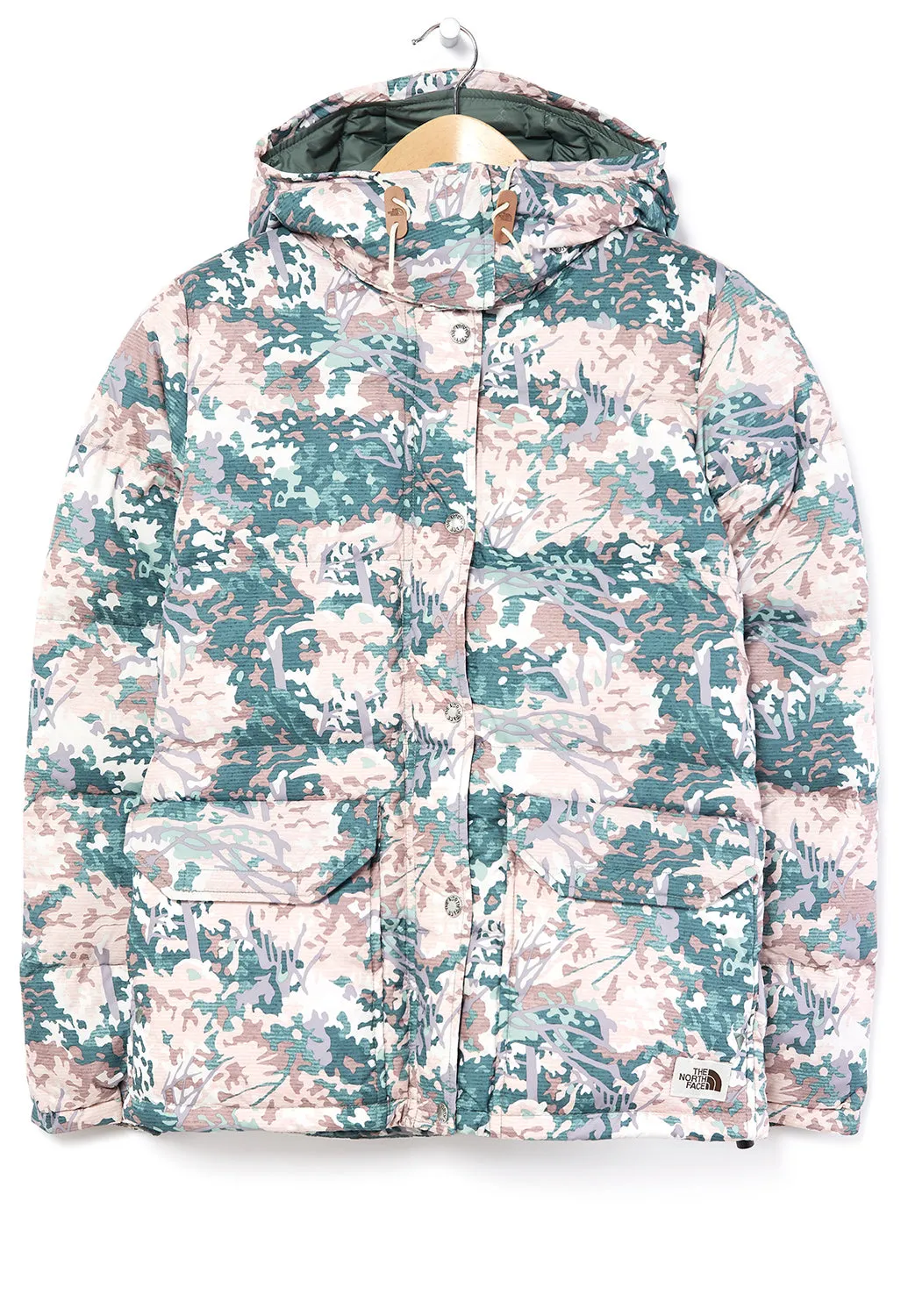 The North Face Print Sierra Women's Down Parka Jacket - Laurel Wreath Green