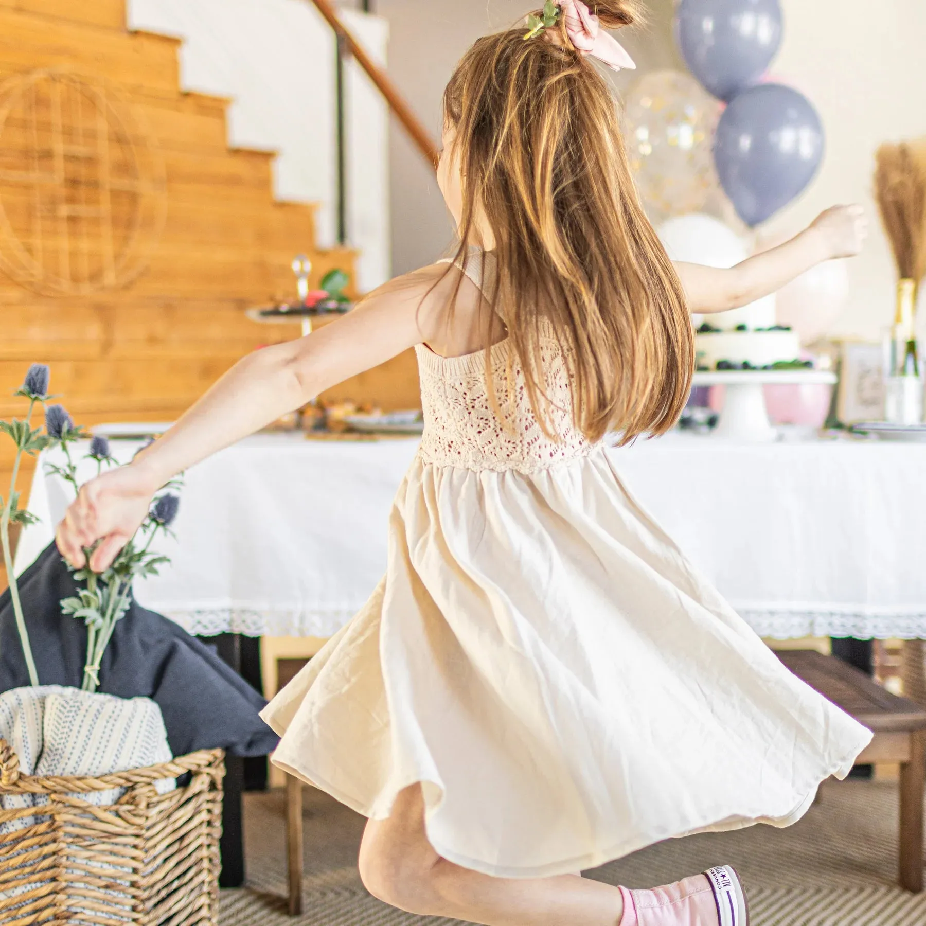 The Whitley Linen Crochet Tank Dress - KIDS