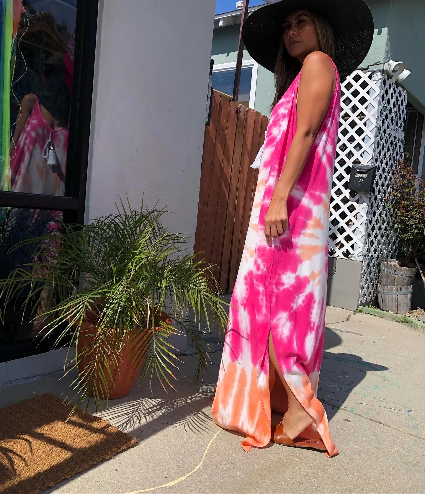 Tie-Dye Long Maxi Dress with Pockets