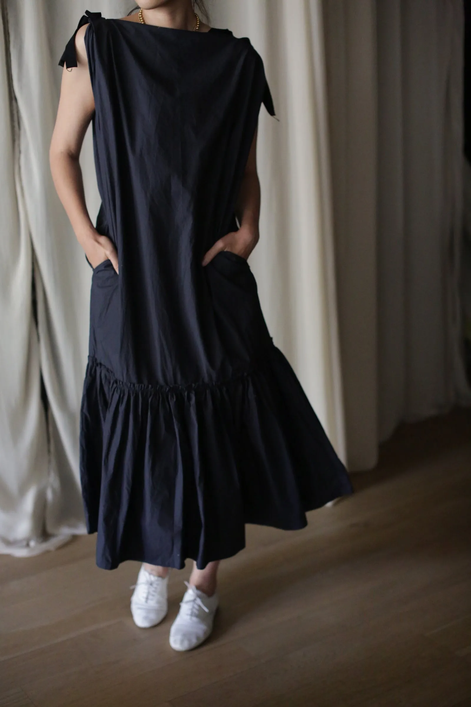 Typewriter Poppy Dress | Navy