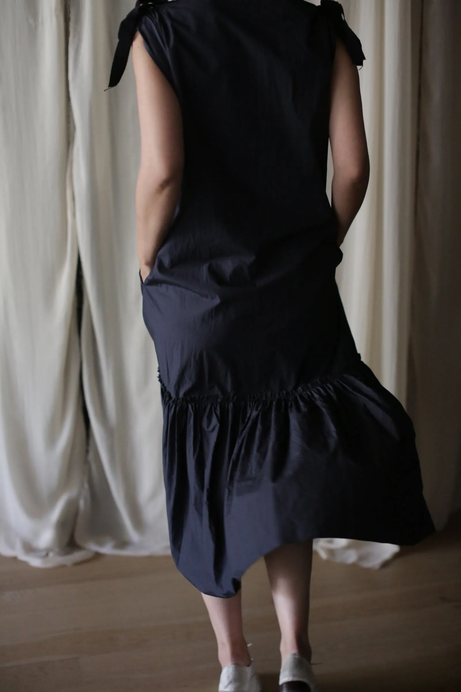 Typewriter Poppy Dress | Navy