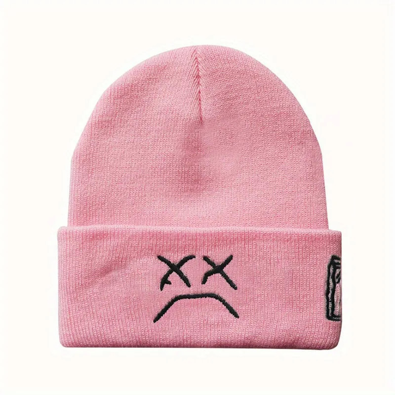 Unisex LIL PEEP Sad Expression Knit Hat: Stay Warm in Style with This Funky, Trend-Setting, Cozy Fashion Accessory for Winter