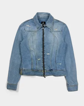 Versace Distressed Zip-Up Denim Jacket 1990's