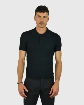 VINCENT & FRANKS S221VF SS BLACK KNITTED POLO