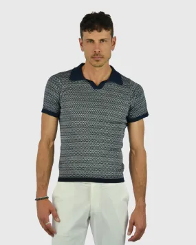 VINCENT & FRANKS S221VF VEE NAVY KNITTED POLO