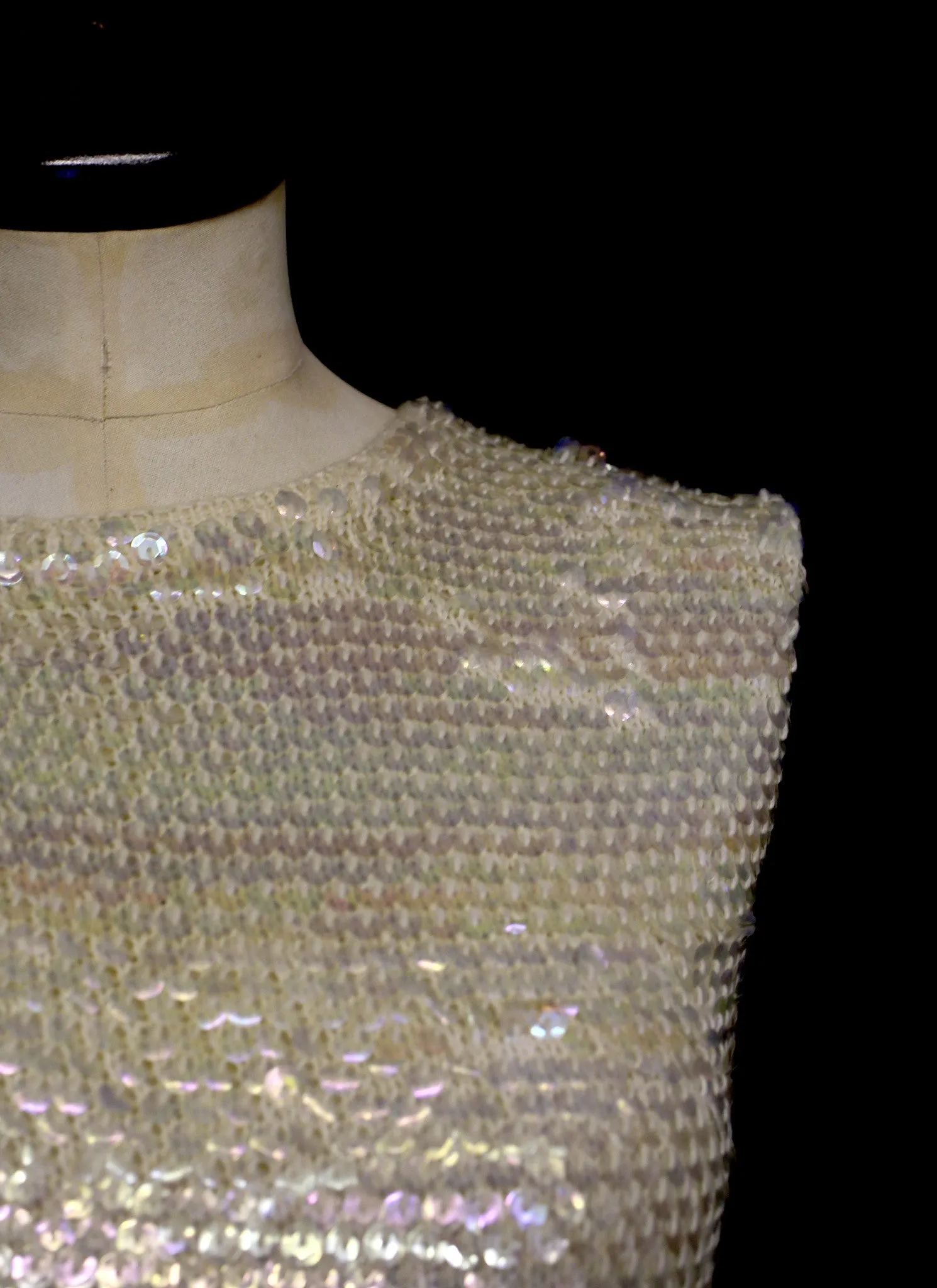 Vintage 1960s Ivory Iridescent Sequin Top