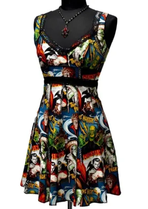 VINTAGE COCKTAIL DRESS - CLASSIC MONSTER PRINT