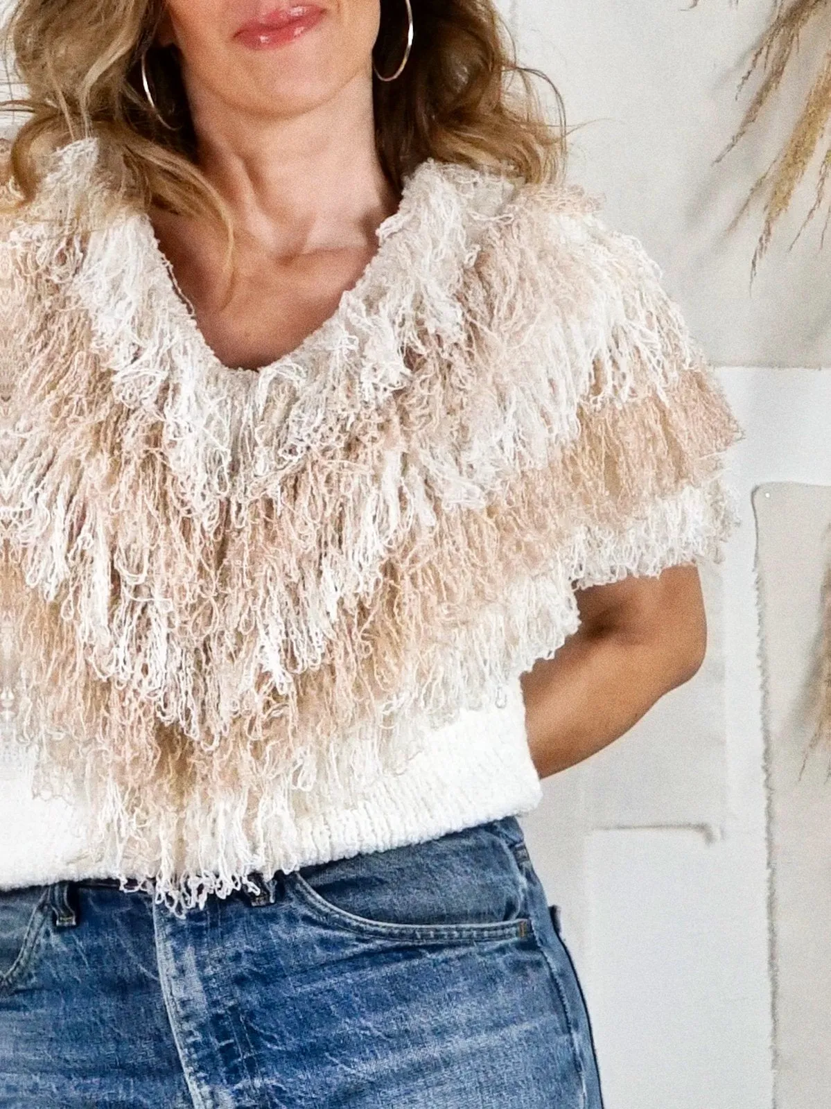 Vintage Looped Shag Vanilla Sweater