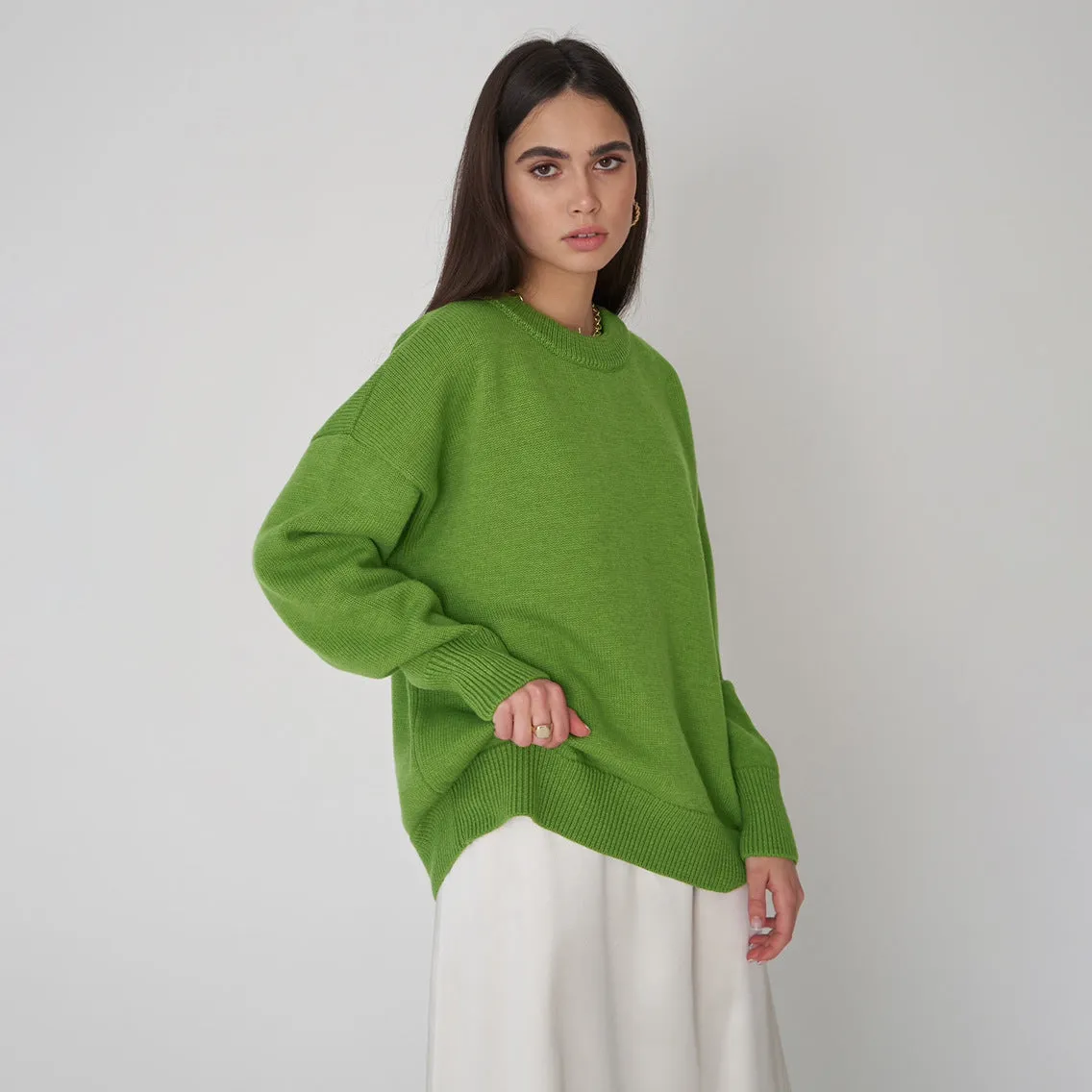 Wenkouban sweater outfits Elegant Solid Color Casual round Neck Sweater 2024 Autumn and Winter