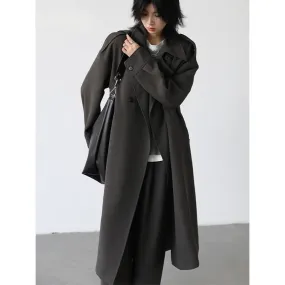 Wjczt Women Trench Coat Solid Casual Loose Double Breasted Belt Long Windbreaker Overcoat Overknee Female Spring Autumn 2022