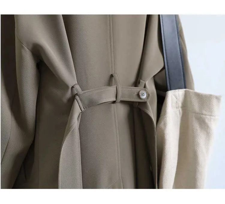 Wjczt Women Trench Coat Solid Casual Loose Double Breasted Belt Long Windbreaker Overcoat Overknee Female Spring Autumn 2022