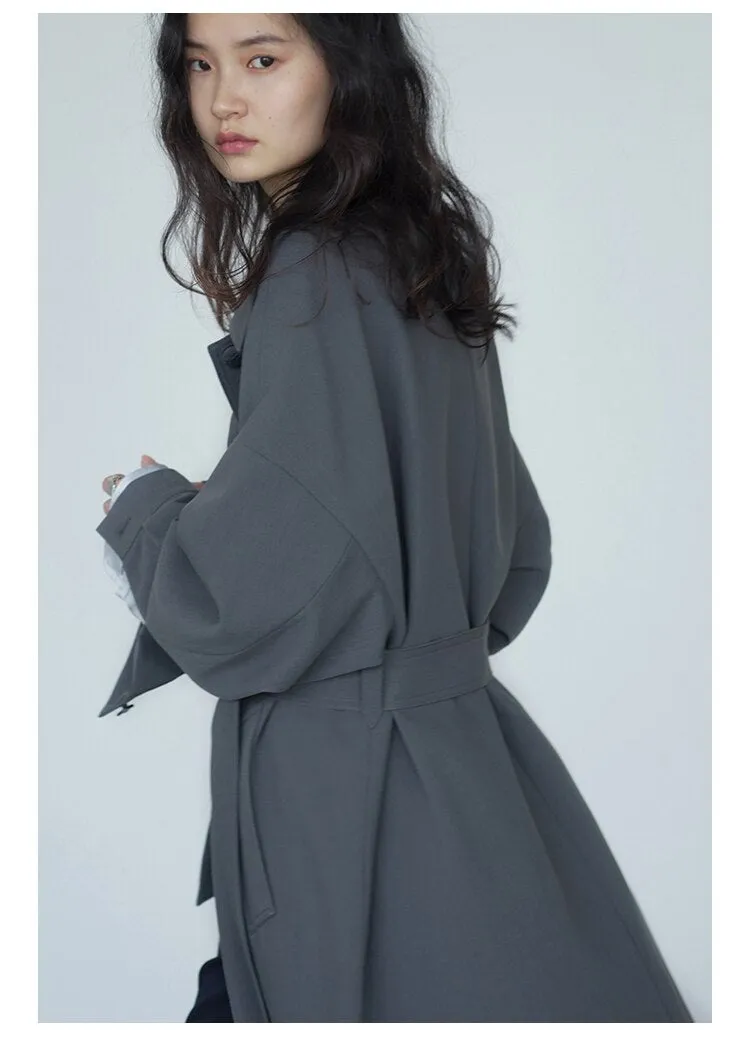 Wjczt Women's Long Trench Coat Single-breasted Casual Belted Waist Women Windbreaker Overcoat Female Cloth Spring Autumn 2022