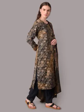 Women Grey Pashmina Kurta Trouser With Shawl