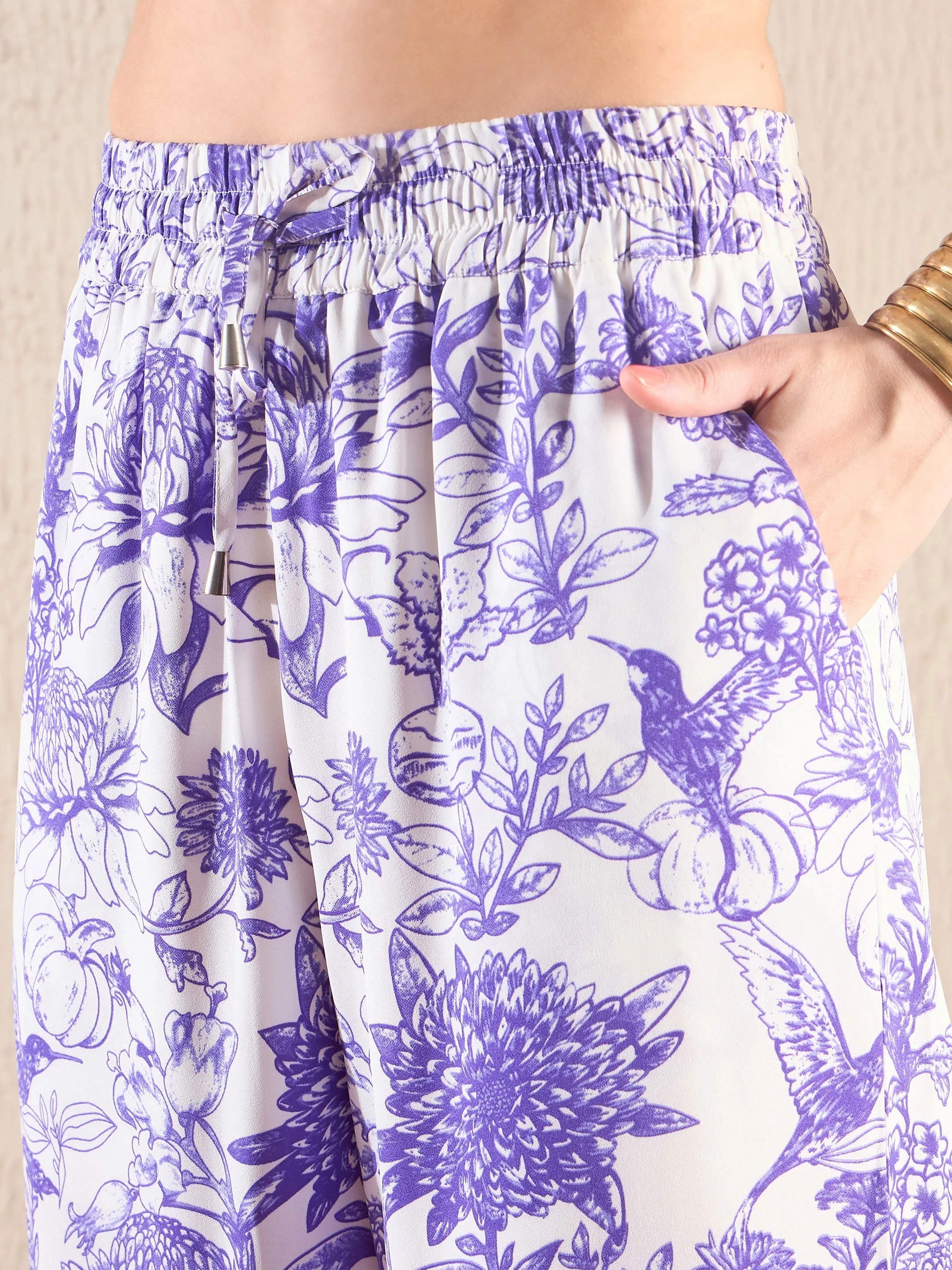 Women Purple Floral Palazzo Pants