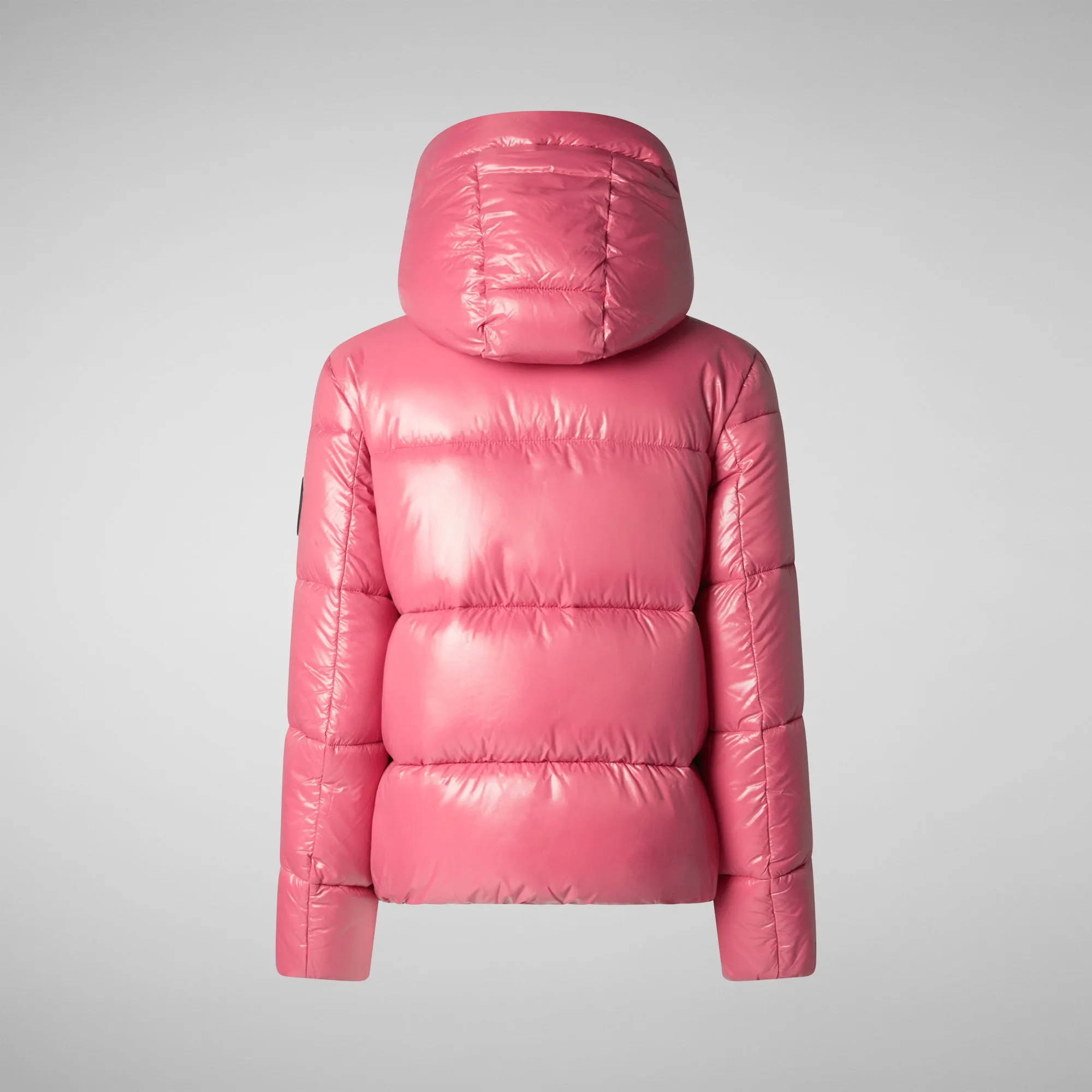 Women's Hooded Animal free Puffer Jacket Biddy in Bloom Pink