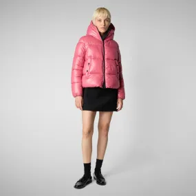 Women's Hooded Animal free Puffer Jacket Biddy in Bloom Pink