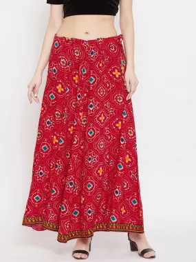 Women'S Red Printed Skirt