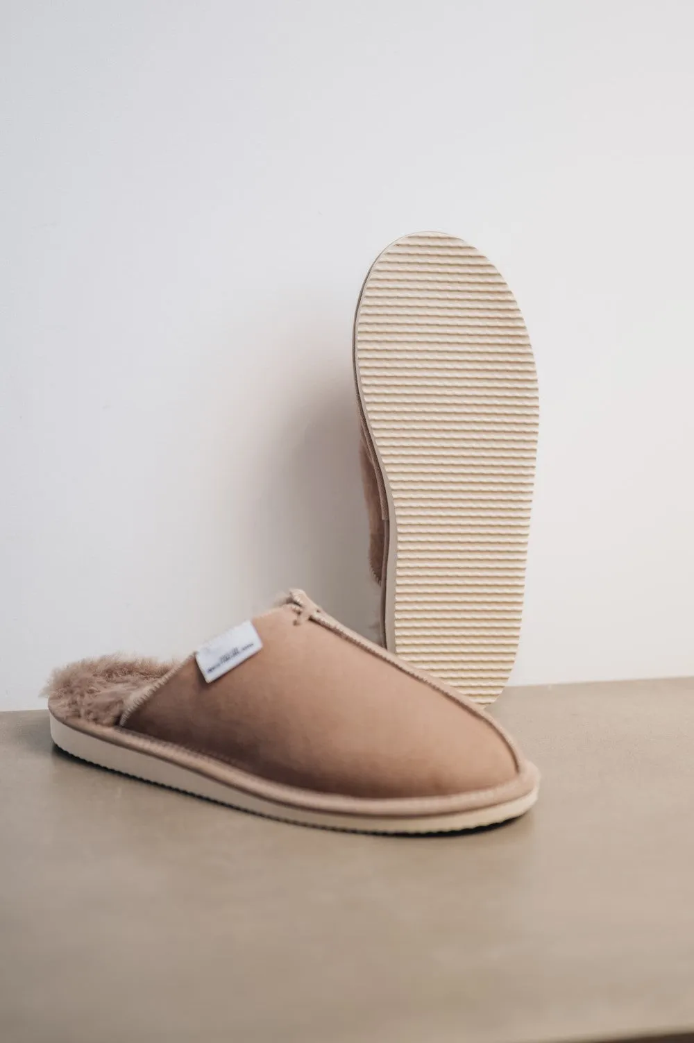 Women's Sheepskin Slip On Slippers with Sole | ALYS