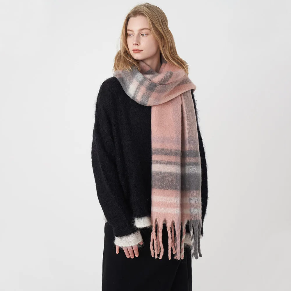 Women's Winter Long Stripe Classic Retro Cashmere Plaid Scarf Warm Neck