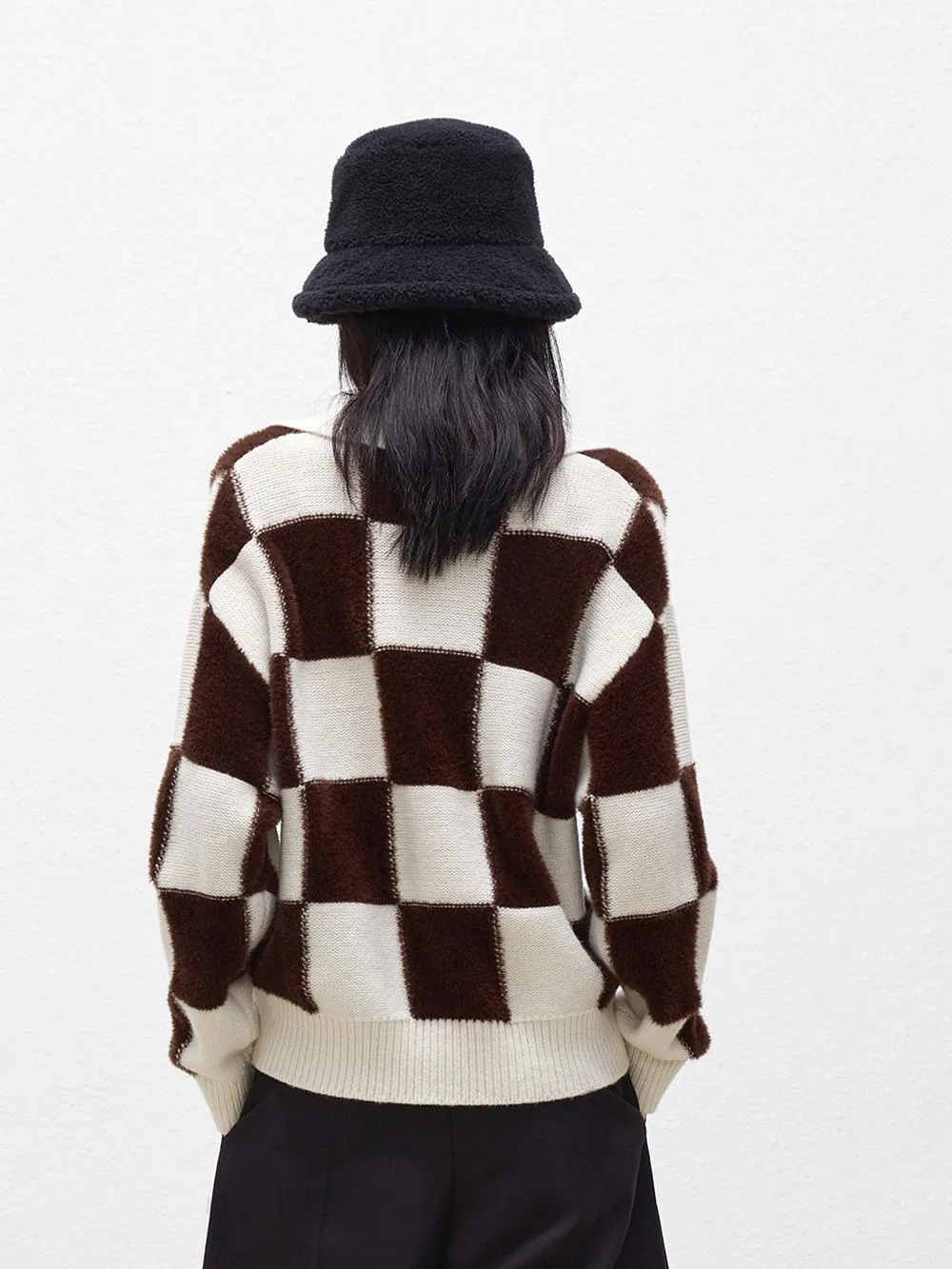 Wool Blend Checked Sweater