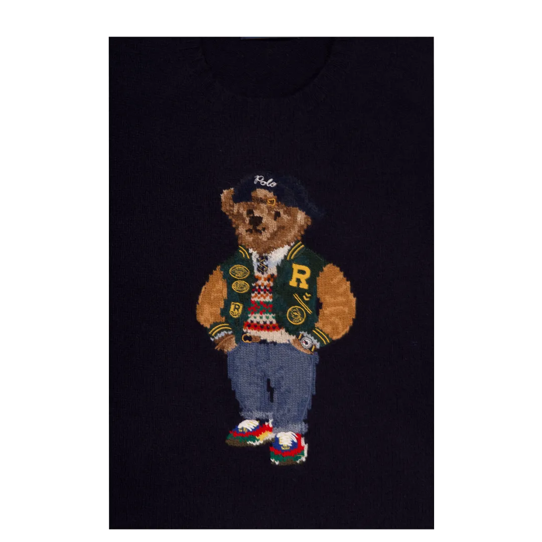 WOOL BLEND POLO BEAR SWEATER NAVY