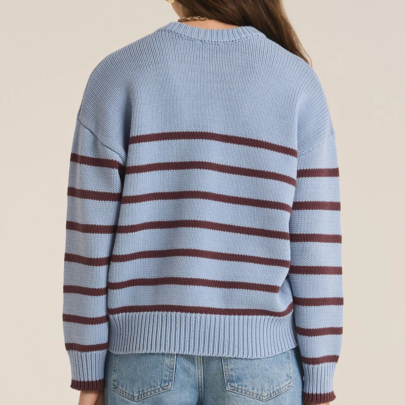 Z Supply Light Denim Boyfriend Stripe Sweater