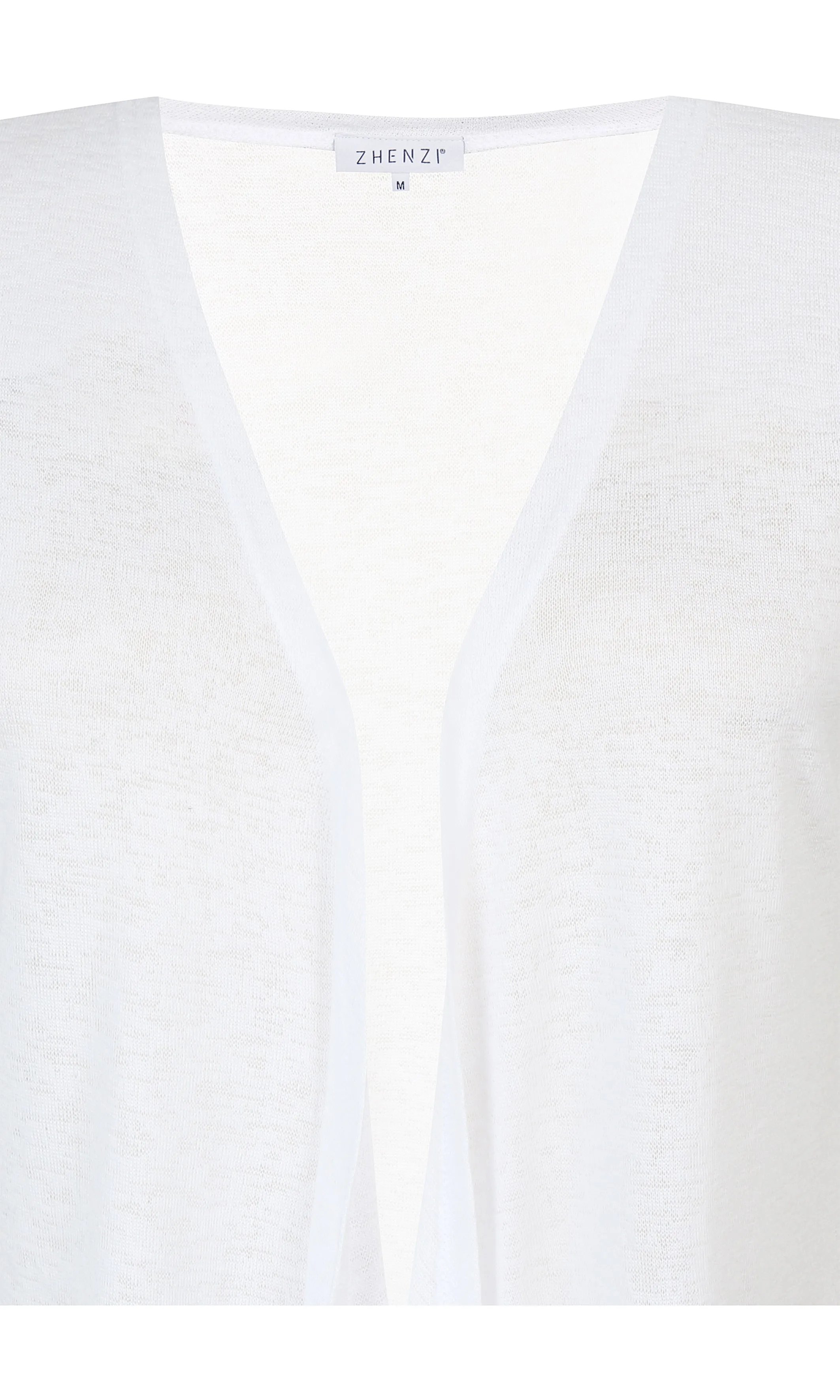 Zhenzi Agar Short Sleeve Cardigan in White